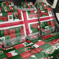 Iceland Christmas Back Car Seat Cover with Green & Red Candy Cane Pattern Santa Claus and National Flag Motif - Wonder Print Shop