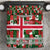 Iceland Christmas Bedding Set with Green & Red Candy Cane Pattern Santa Claus and National Flag Motif - Wonder Print Shop