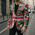 Iceland Christmas Blazer with Green & Red Candy Cane Pattern Santa Claus and National Flag Motif - Wonder Print Shop
