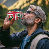 Iceland Christmas 4 in 1 Can Cooler Tumbler with Green & Red Candy Cane Pattern Santa Claus and National Flag Motif - Wonder Print Shop