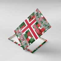Iceland Christmas Canvas Wall Art with Green & Red Candy Cane Pattern Santa Claus and National Flag Motif - Wonder Print Shop