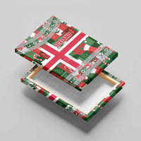 Iceland Christmas Canvas Wall Art with Green & Red Candy Cane Pattern Santa Claus and National Flag Motif - Wonder Print Shop