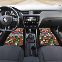 Iceland Christmas Car Mats with Green & Red Candy Cane Pattern Santa Claus and National Flag Motif - Wonder Print Shop