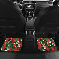 Iceland Christmas Car Mats with Green & Red Candy Cane Pattern Santa Claus and National Flag Motif - Wonder Print Shop