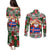 Iceland Christmas Couples Matching Puletasi and Long Sleeve Button Shirt with Green & Red Candy Cane Pattern Santa Claus and National Flag Motif - Wonder Print Shop