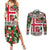 Iceland Christmas Couples Matching Summer Maxi Dress and Long Sleeve Button Shirt with Green & Red Candy Cane Pattern Santa Claus and National Flag Motif - Wonder Print Shop