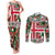 Iceland Christmas Couples Matching Tank Maxi Dress and Long Sleeve Button Shirt with Green & Red Candy Cane Pattern Santa Claus and National Flag Motif - Wonder Print Shop