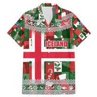 Iceland Christmas Family Matching Mermaid Dress and Hawaiian Shirt with Green & Red Candy Cane Pattern Santa Claus and National Flag Motif - Wonder Print Shop