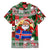 Iceland Christmas Family Matching Off The Shoulder Long Sleeve Dress and Hawaiian Shirt with Green & Red Candy Cane Pattern Santa Claus and National Flag Motif - Wonder Print Shop