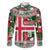 Iceland Christmas Family Matching Off The Shoulder Long Sleeve Dress and Hawaiian Shirt with Green & Red Candy Cane Pattern Santa Claus and National Flag Motif - Wonder Print Shop