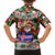 Iceland Christmas Family Matching Off Shoulder Maxi Dress and Hawaiian Shirt with Green & Red Candy Cane Pattern Santa Claus and National Flag Motif - Wonder Print Shop