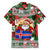 Iceland Christmas Family Matching Off Shoulder Maxi Dress and Hawaiian Shirt with Green & Red Candy Cane Pattern Santa Claus and National Flag Motif - Wonder Print Shop