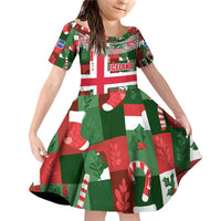 Iceland Christmas Family Matching Off Shoulder Short Dress and Hawaiian Shirt with Green & Red Candy Cane Pattern Santa Claus and National Flag Motif - Wonder Print Shop