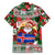 Iceland Christmas Family Matching Short Sleeve Bodycon Dress and Hawaiian Shirt with Green & Red Candy Cane Pattern Santa Claus and National Flag Motif - Wonder Print Shop