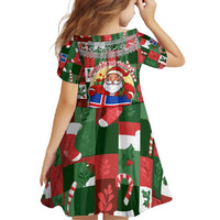 Iceland Christmas Family Matching Tank Maxi Dress and Hawaiian Shirt with Green & Red Candy Cane Pattern Santa Claus and National Flag Motif - Wonder Print Shop