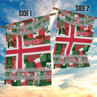 Iceland Christmas Garden Flag with Green & Red Candy Cane Pattern Santa Claus and National Flag Motif - Wonder Print Shop