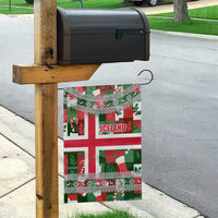 Iceland Christmas Garden Flag with Green & Red Candy Cane Pattern Santa Claus and National Flag Motif - Wonder Print Shop