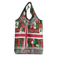 Iceland Christmas Grocery Bag with Green & Red Candy Cane Pattern Santa Claus and National Flag Motif - Wonder Print Shop