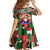 Iceland Christmas Kid Short Sleeve Dress with Green & Red Candy Cane Pattern Santa Claus and National Flag Motif - Wonder Print Shop