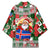 Iceland Christmas Kimono with Green & Red Candy Cane Pattern Santa Claus and National Flag Motif - Wonder Print Shop