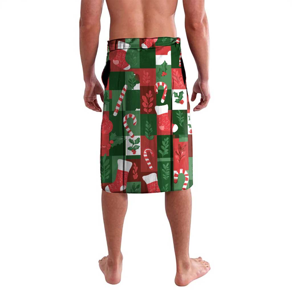 Iceland Christmas Lavalava with Green & Red Candy Cane Pattern Santa Claus and National Flag Motif - Wonder Print Shop