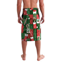 Iceland Christmas Lavalava with Green & Red Candy Cane Pattern Santa Claus and National Flag Motif - Wonder Print Shop