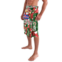 Iceland Christmas Lavalava with Green & Red Candy Cane Pattern Santa Claus and National Flag Motif - Wonder Print Shop