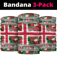 Iceland Christmas Neck Gaiter with Green & Red Candy Cane Pattern Santa Claus and National Flag Motif - Wonder Print Shop