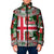 Iceland Christmas Padded Jacket with Green & Red Candy Cane Pattern Santa Claus and National Flag Motif - Wonder Print Shop