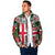 Iceland Christmas Padded Jacket with Green & Red Candy Cane Pattern Santa Claus and National Flag Motif - Wonder Print Shop
