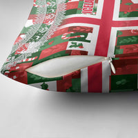 Iceland Christmas Pillow Cover with Green & Red Candy Cane Pattern Santa Claus and National Flag Motif - Wonder Print Shop
