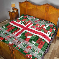 Iceland Christmas Quilt with Green & Red Candy Cane Pattern Santa Claus and National Flag Motif - Wonder Print Shop