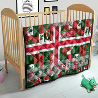 Iceland Christmas Quilt with Green & Red Candy Cane Pattern Santa Claus and National Flag Motif - Wonder Print Shop