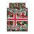Iceland Christmas Quilt Bed Set with Green & Red Candy Cane Pattern Santa Claus and National Flag Motif - Wonder Print Shop
