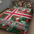 Iceland Christmas Quilt Bed Set with Green & Red Candy Cane Pattern Santa Claus and National Flag Motif - Wonder Print Shop