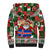 Iceland Christmas Sherpa Hoodie with Green & Red Candy Cane Pattern Santa Claus and National Flag Motif - Wonder Print Shop
