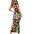 Iceland Christmas Short Sleeve Bodycon Dress with Green & Red Candy Cane Pattern Santa Claus and National Flag Motif - Wonder Print Shop