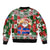 Iceland Christmas Sleeve Zip Bomber Jacket with Green & Red Candy Cane Pattern Santa Claus and National Flag Motif - Wonder Print Shop