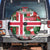 Iceland Christmas Spare Tire Cover with Green & Red Candy Cane Pattern Santa Claus and National Flag Motif - Wonder Print Shop