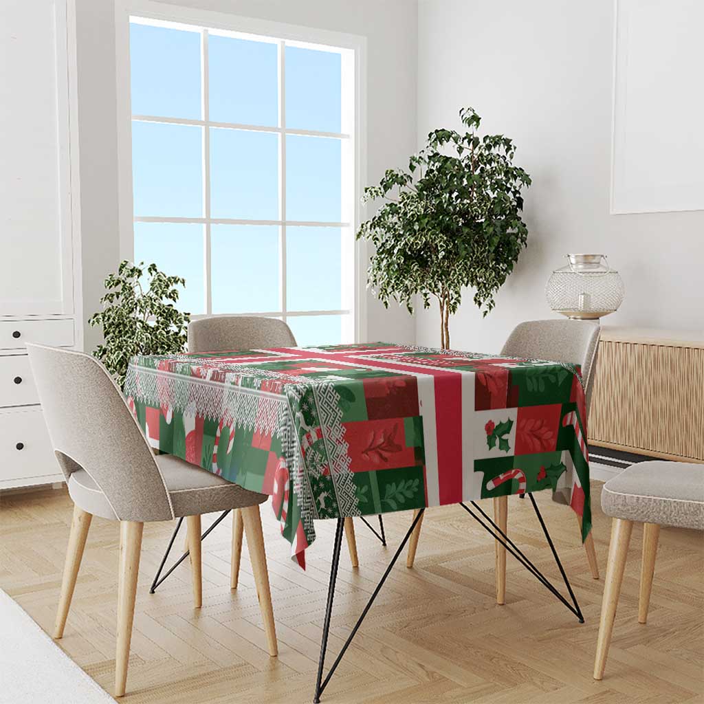 Iceland Christmas Tablecloth with Green & Red Candy Cane Pattern Santa Claus and National Flag Motif - Wonder Print Shop