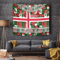 Iceland Christmas Tapestry with Green & Red Candy Cane Pattern Santa Claus and National Flag Motif - Wonder Print Shop