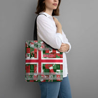 Iceland Christmas Tote Bag with Green & Red Candy Cane Pattern Santa Claus and National Flag Motif - Wonder Print Shop