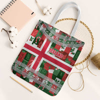 Iceland Christmas Tote Bag with Green & Red Candy Cane Pattern Santa Claus and National Flag Motif - Wonder Print Shop
