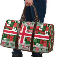 Iceland Christmas Travel Bag with Green & Red Candy Cane Pattern Santa Claus and National Flag Motif - Wonder Print Shop