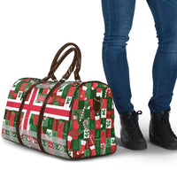 Iceland Christmas Travel Bag with Green & Red Candy Cane Pattern Santa Claus and National Flag Motif - Wonder Print Shop