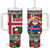 Iceland Christmas Tumbler With Handle with Green & Red Candy Cane Pattern Santa Claus and National Flag Motif - Wonder Print Shop
