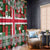 Iceland Christmas Window Curtain with Green & Red Candy Cane Pattern Santa Claus and National Flag Motif - Wonder Print Shop