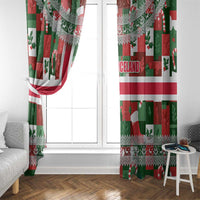 Iceland Christmas Window Curtain with Green & Red Candy Cane Pattern Santa Claus and National Flag Motif - Wonder Print Shop