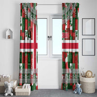Iceland Christmas Window Curtain with Green & Red Candy Cane Pattern Santa Claus and National Flag Motif - Wonder Print Shop