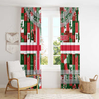 Iceland Christmas Window Curtain with Green & Red Candy Cane Pattern Santa Claus and National Flag Motif - Wonder Print Shop